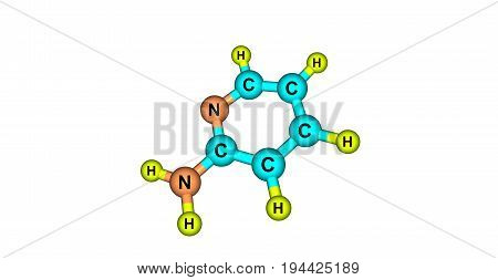 2-Aminopyridine is an organic compound with the formula H2NC5H4N. It is a colorless solid used in the production of the drugs piroxicam sulfapyridine tenoxicam and tripelennamine. 3d illustration