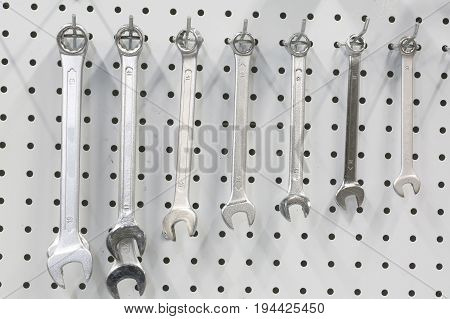 Key set to tighten the bolts in the mechanical workshop