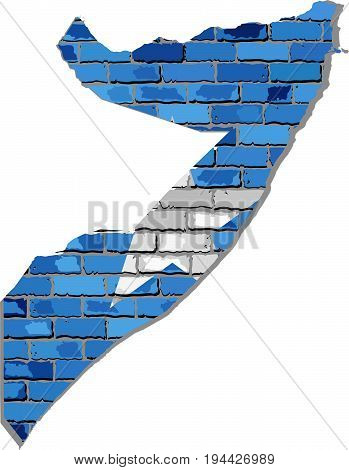 Somalia map on a brick wall - Illustration,  
Somalia map with flag inside