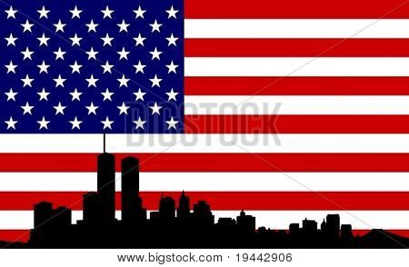 Флаг США с Нью-Йорк в передней