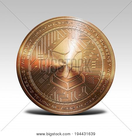 copper lisk coin isolated on white background 3d rendering illustration