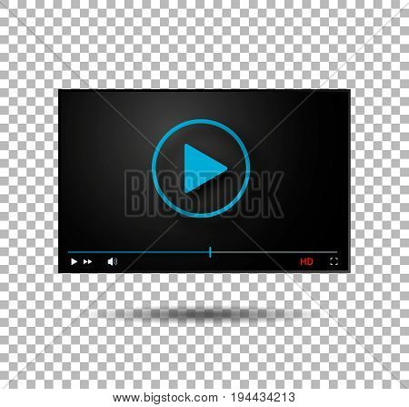 Video player vector  play button modern player blue digital player vector illustration movie