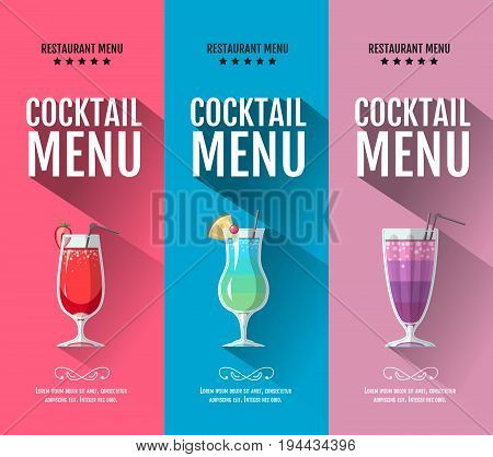 Flat cocktail menu design. Set of banners