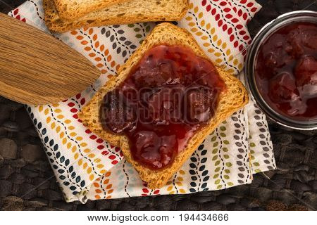 Breakfast Of Cherry Jam On Toast