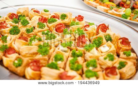 Delicacies and snacks at a buffet or Banquet. Catering. Selective focus