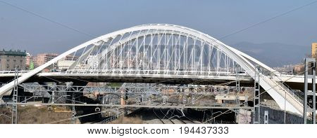Bridge Calatrava of architectural interest in Barcelona Spain
