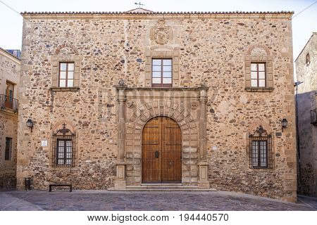 Archbishop Palace Building in Caceres. Spain Extremadura
