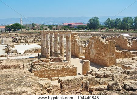 House of Theseus in archaeological park. Kato Paphos, Cyprus.