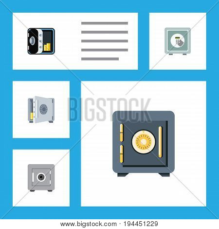 Flat Icon Strongbox Set Of Saving, Banking, Coins And Other Vector Objects. Also Includes Safe, Strongbox, Security Elements.