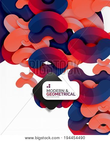 Abstract color geometric round shapes on white - elements with shadow, colorful composition