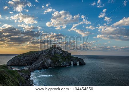 San Juan de Gaztelugatxe hermitage at dusk Euskadi