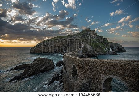 San Juan de Gaztelugatxe hermitage at dusk Euskadi