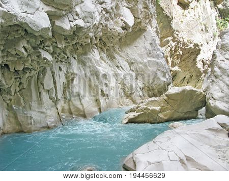 view inside saklikent deep gorge canyon turkey