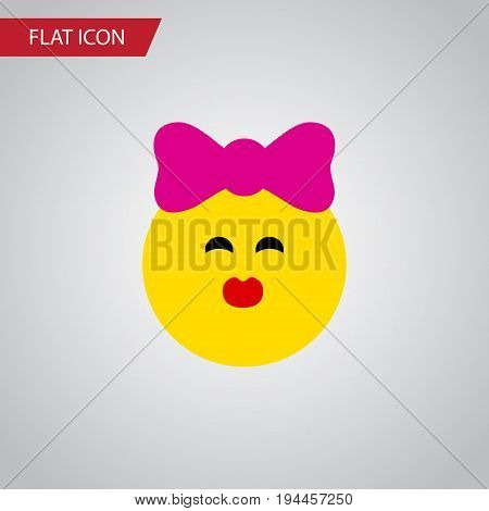Isolated Kiss Flat Icon. Caress Vector Element Can Be Used For Kiss, Smile, Emoji Design Concept.