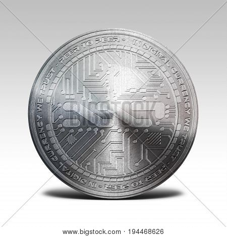 silver nxt coin isolated on white background 3d rendering illustration
