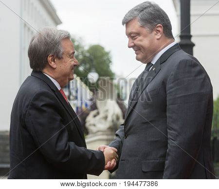 Petro Poroshenko And Un Secretary General Antonio Guterres