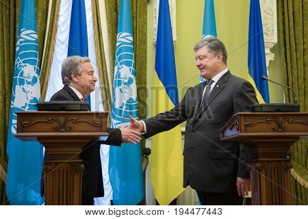 Petro Poroshenko And Un Secretary General Antonio Guterres