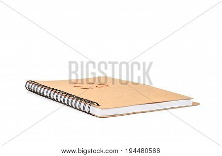 Vintege Old Notepad (brown Cover) Isolate On White Background