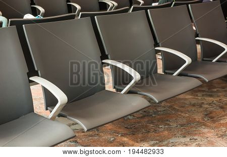 Empty seat in the airport. Empty airport terminal waiting area
