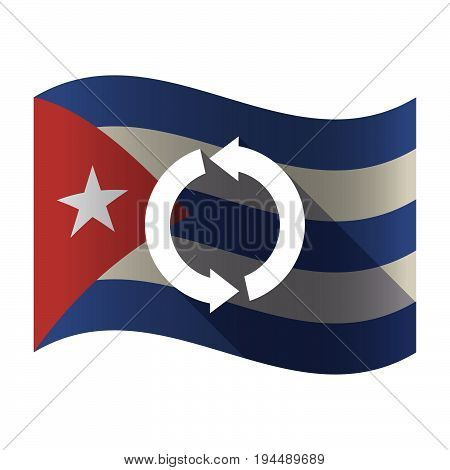 Isolated Cuba Flag With A Round Recycle Sign