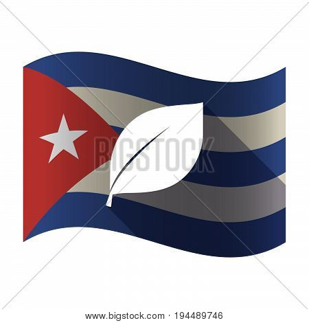 Isolated Cuba Flag With A Leaf