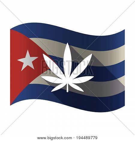 Isolated Cuba Flag With A A Marijuana Leaf