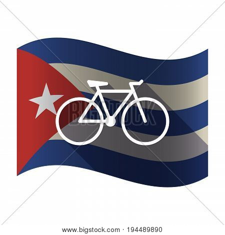 Isolated Cuba Flag With A Bicycle