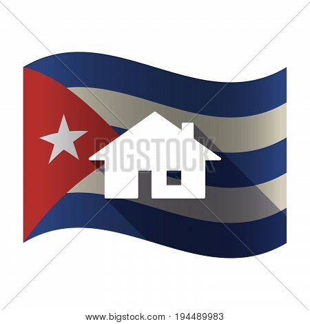 Isolated Cuba Flag With A House
