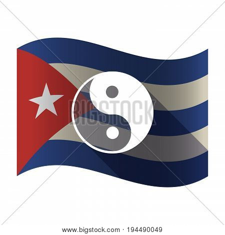 Isolated Cuba Flag With A Ying Yang