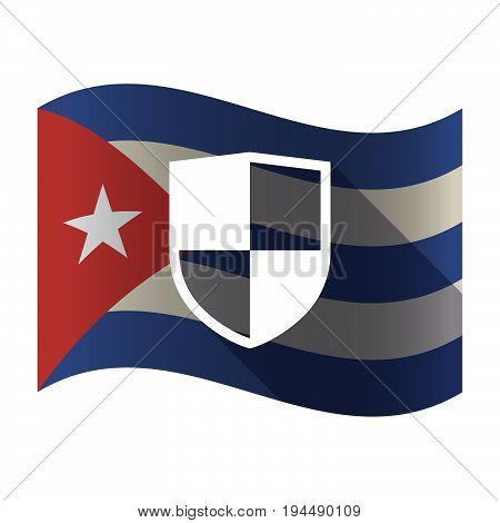 Isolated Cuba Flag With A Shield