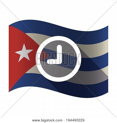 Isolated Cuba Flag With A Clock