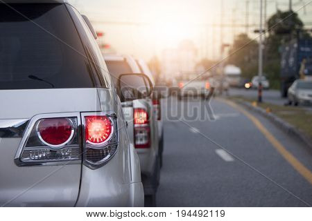 Cars on the road heading towards the goal of the trip. tourism And Race car.