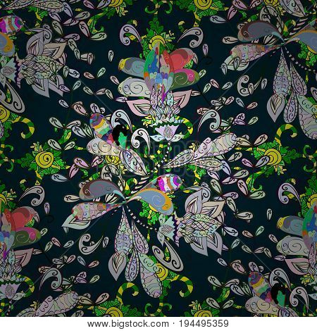 Watercolor Hand Painting Of Abstract Flowers Seamless Pattern Vector Background.