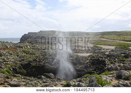Bufones De Pría In The Coast Near A Cliff, Spain
