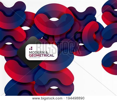 Abstract color geometric round shapes on white - elements with shadow, colorful composition