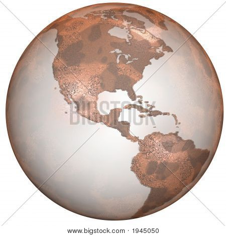 Texturou rudá planeta Země na bílém pozadí