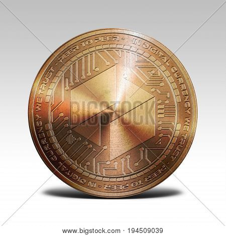 copper ubiq coin isolated on white background 3d rendering illustration