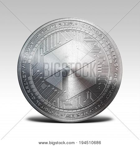 silver ubiq coin isolated on white background 3d rendering illustration