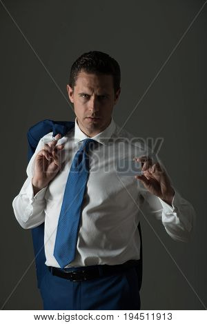 Businessman Showing Bank Or Business Card In White Shirt