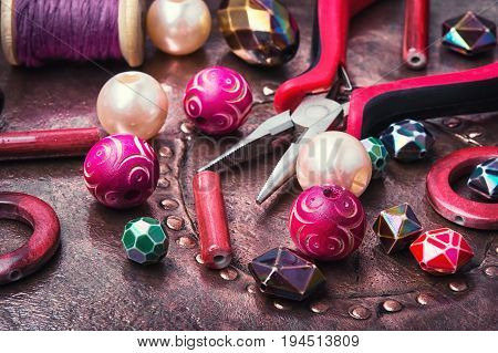 Colorful Beads And Working Tool