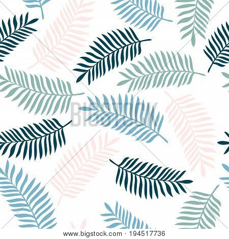 Tropical Background With Colorful Palm Leaves. Seamless Floral Pattern. Nature Organic Background.fa