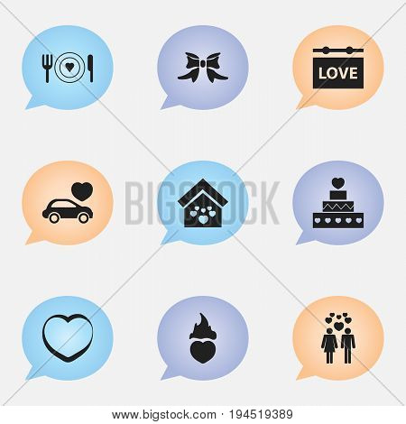 Set Of 9 Editable Passion Icons. Includes Symbols Such As Car, Dishes, Pastry And More. Can Be Used For Web, Mobile, UI And Infographic Design.
