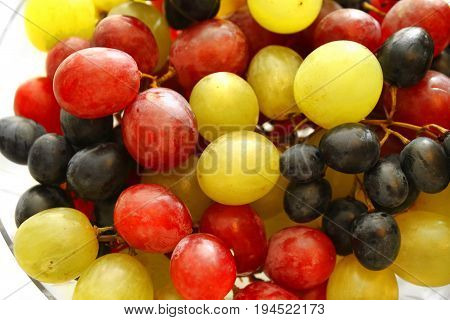 Close up of bright assortment tasty ripe grapes