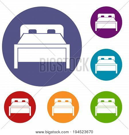 Double bed in simple style isolated on white background vector illustration
