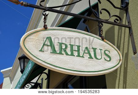 PERRYSBURG OH - JUN 25: A sign for Arhaus in Perrysburg OH is shown here on June 25 2017. Arhaus was founded in 1986.
