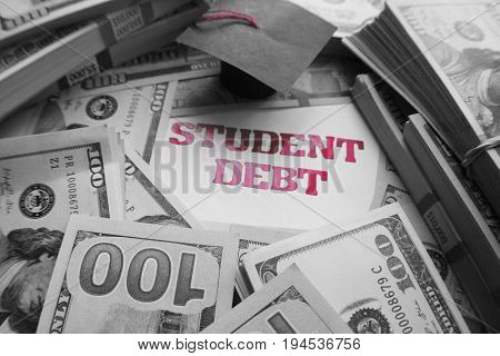 Student Debt Black & White With Money High Quality