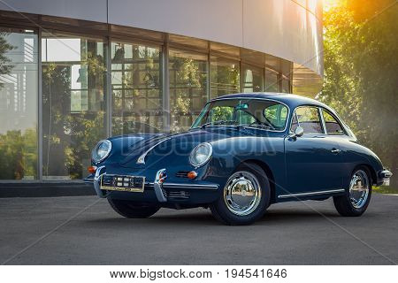 Novosibirsk Russia - June 16 2017: Porsche 356 side view. Photography of a classic car on a street in Novosibirsk