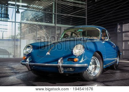 Novosibirsk Russia - June 16 2017: Porsche 356 side view. Photography of a classic car on a street in Novosibirsk