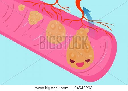 cute cartoon intestine with health concept on green background