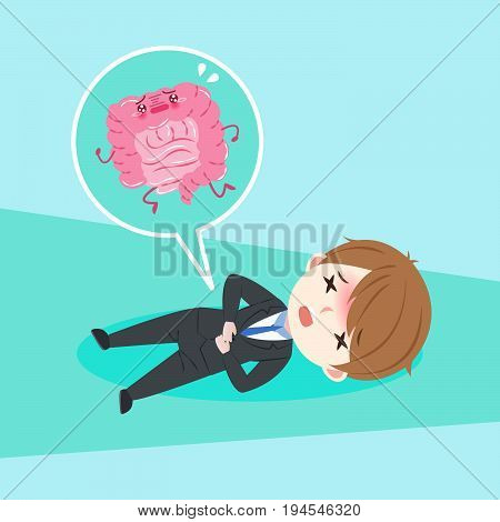 business man feel bad with intestine health concept